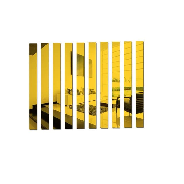 10pcs/Mirror Lines Acrylic 3D Wall Sticker Living Room Home Decoration Self-Adhesive Ceiling Waist Line Dining Room Wall Decoration