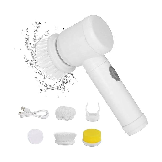Electric Spin Scrubber, Waterproof Electric Cleaning Brush with 4 Brush Heads, Power Scrubber Electric Scrubber Shower Scrubber for Cleaning Kitchen, Window, Sink, Dish, Grout, Wall, Bathtub