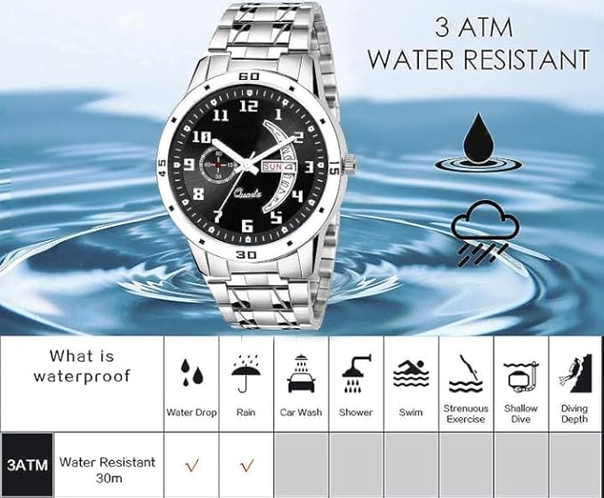 Metal Chain Analog Wrist Watch for Men & Woman (Dial-Black)