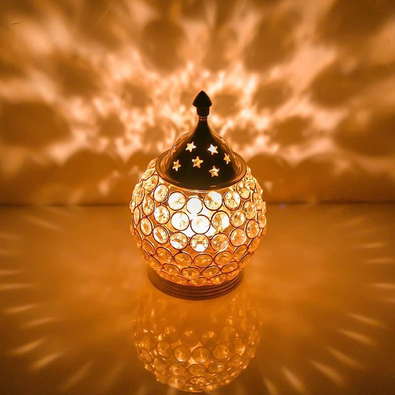 Brass Akhand Diya for Puja Big Size, Crystal Oil Lamp Diyas, Tea Light Holder,Puja Lamp Diwali Lights for Decoration (Large 17 X 14.5 Cm)