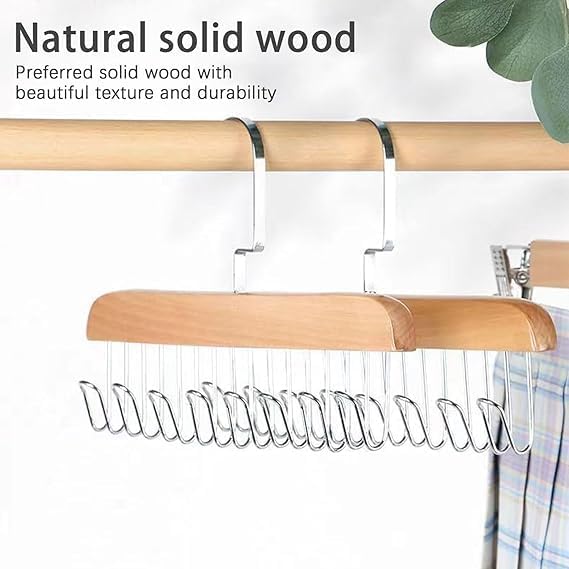 Adjustable Wooden Clothes Hanger with 8 Hooks (Pack of 1)