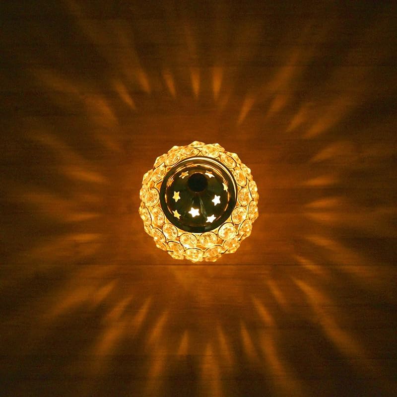 Brass Akhand Diya for Puja Big Size, Crystal Oil Lamp Diyas, Tea Light Holder,Puja Lamp Diwali Lights for Decoration (Large 17 X 14.5 Cm)