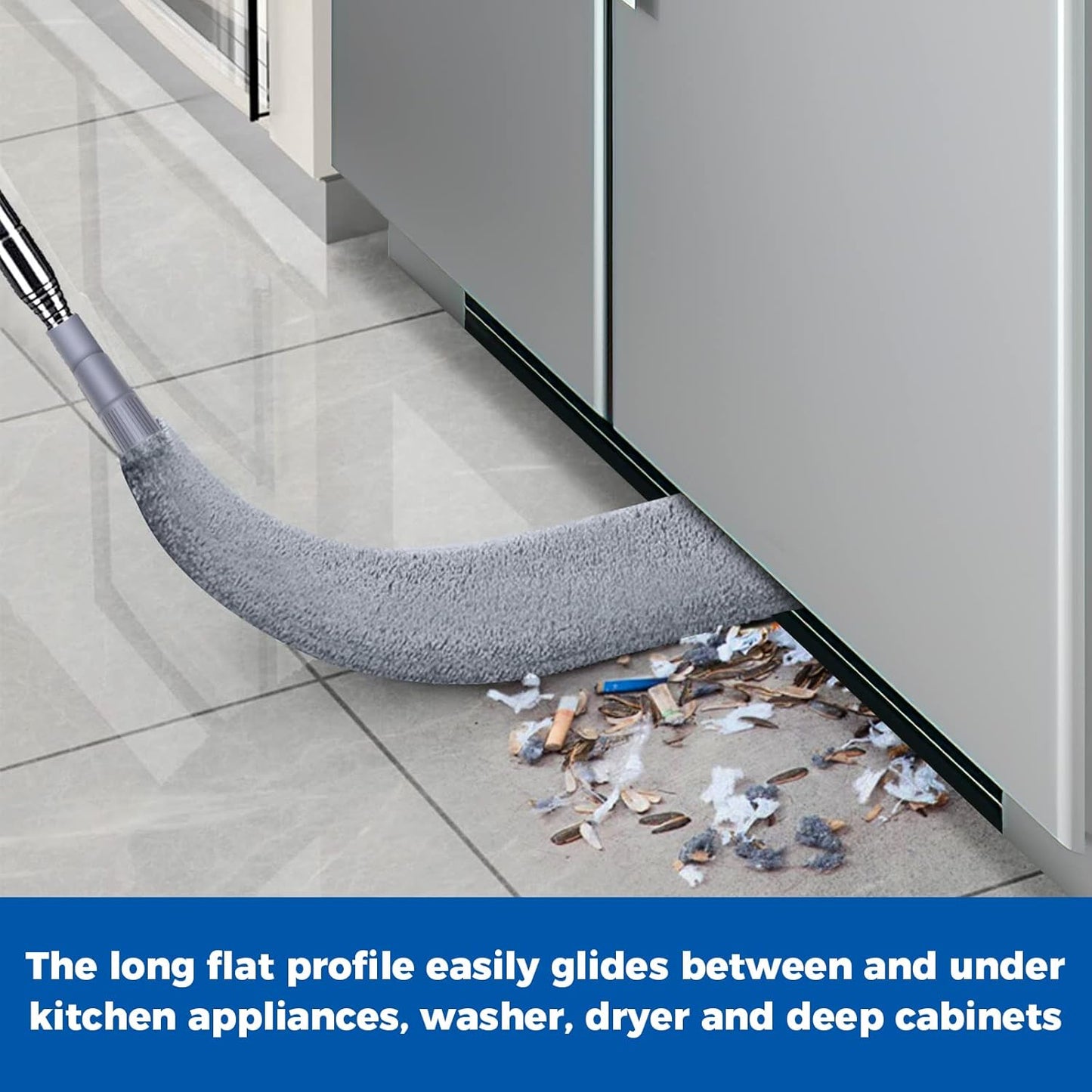 Retractable Gap Dust Cleaner Dusting Tools Microfiber Duster Gap Dust Brush Telescoping Long Handle 60inches Washable and Retractable Duster Brush for Cleaning Under Appliances Furniture Couch Fridge