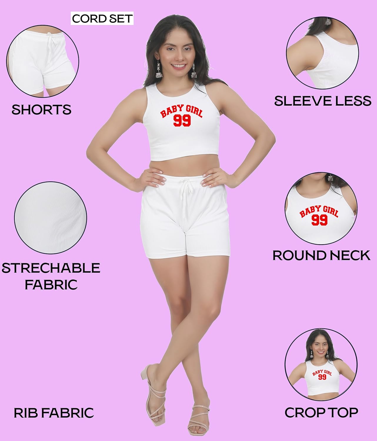 Ribbed Top for Women | Round neck, Half Sleeves Co-ord Set for Women | Stylish Dresses for Women |Night Suit Set| Beach Wear