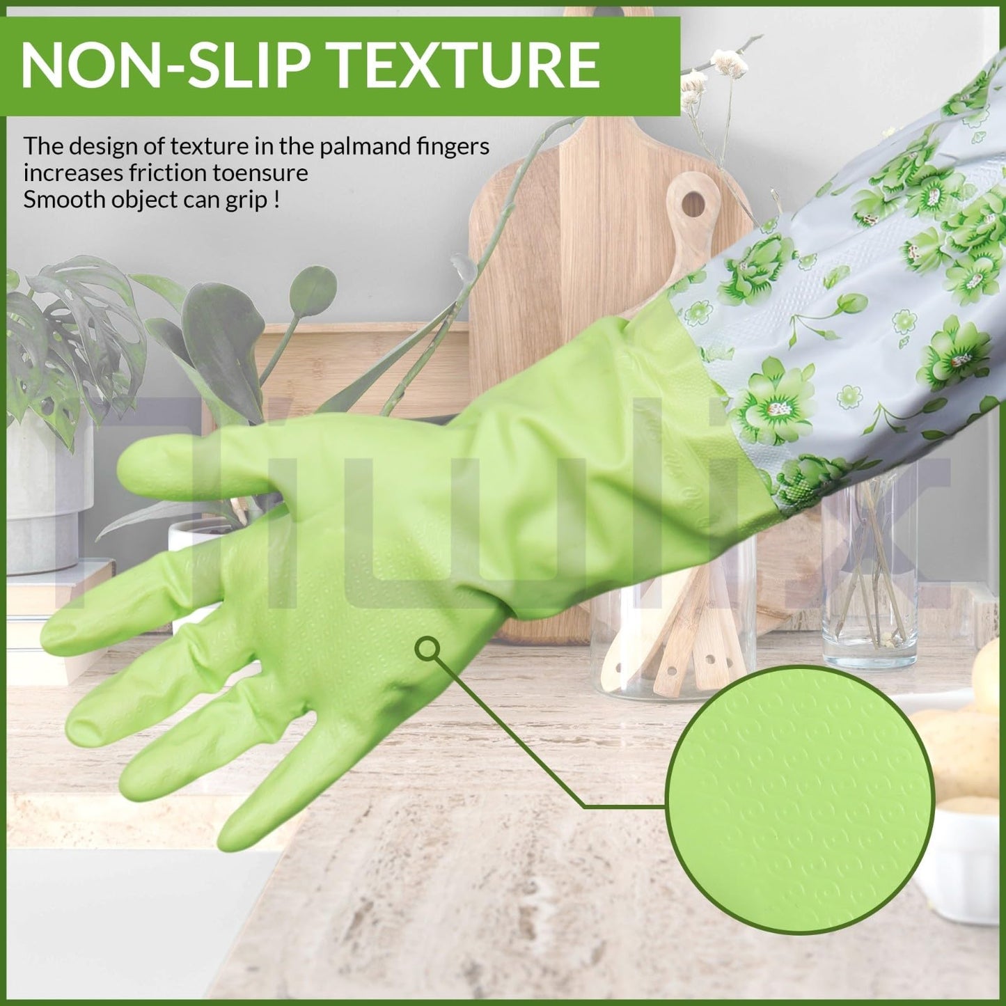 Niwlix Hand Gloves For Kitchen Dishwashing, Gardening, Cleaning Non-Slippery & Durable Long Elbow Length (Pink)