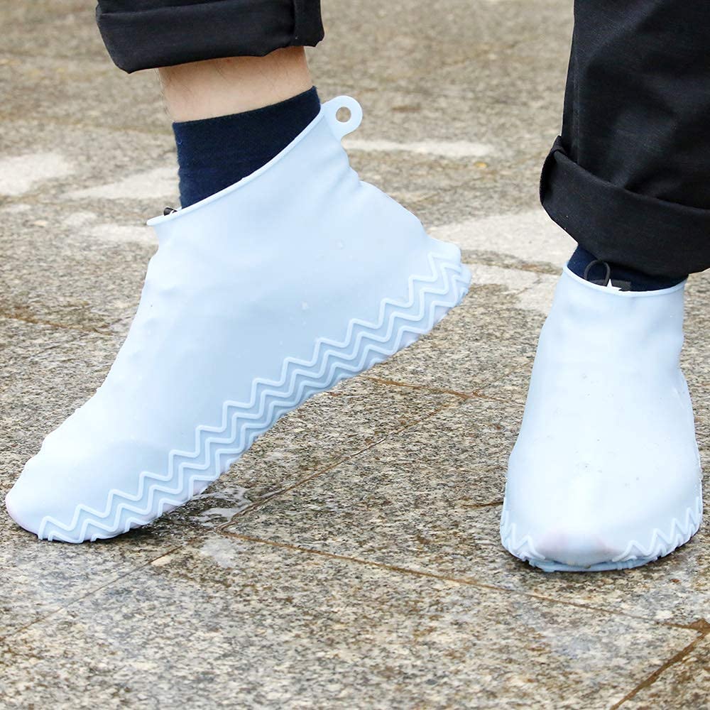 SHAKTISM Waterproof Silicone Shoe Covers, Size Large, Reusable Rain Boots for Outdoor Activities, Lightweight, Foldable, Easy to Clean - 1 Pair (Random Colour) Multi