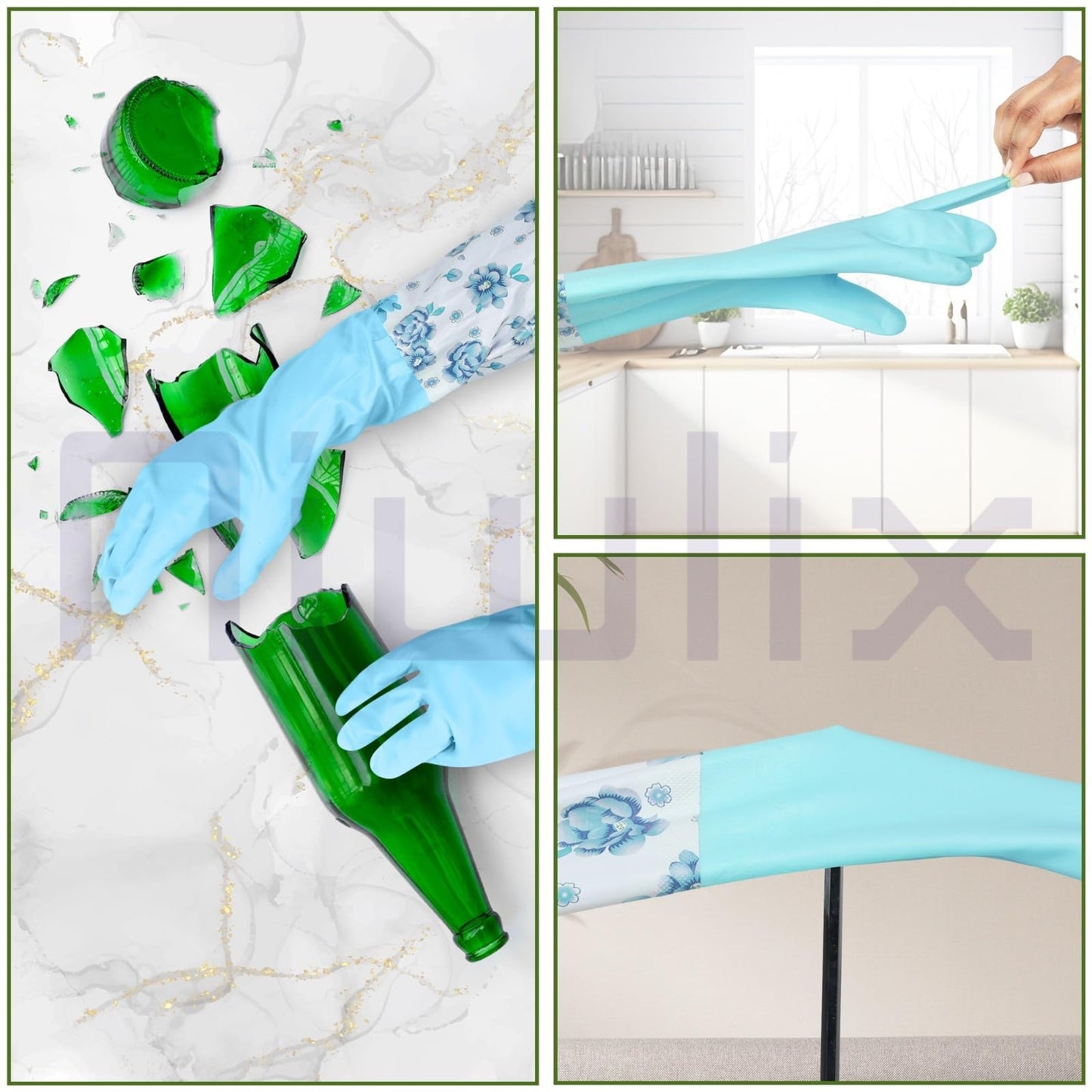 Niwlix Hand Gloves For Kitchen Dishwashing, Gardening, Cleaning Non-Slippery & Durable Long Elbow Length (Pink)