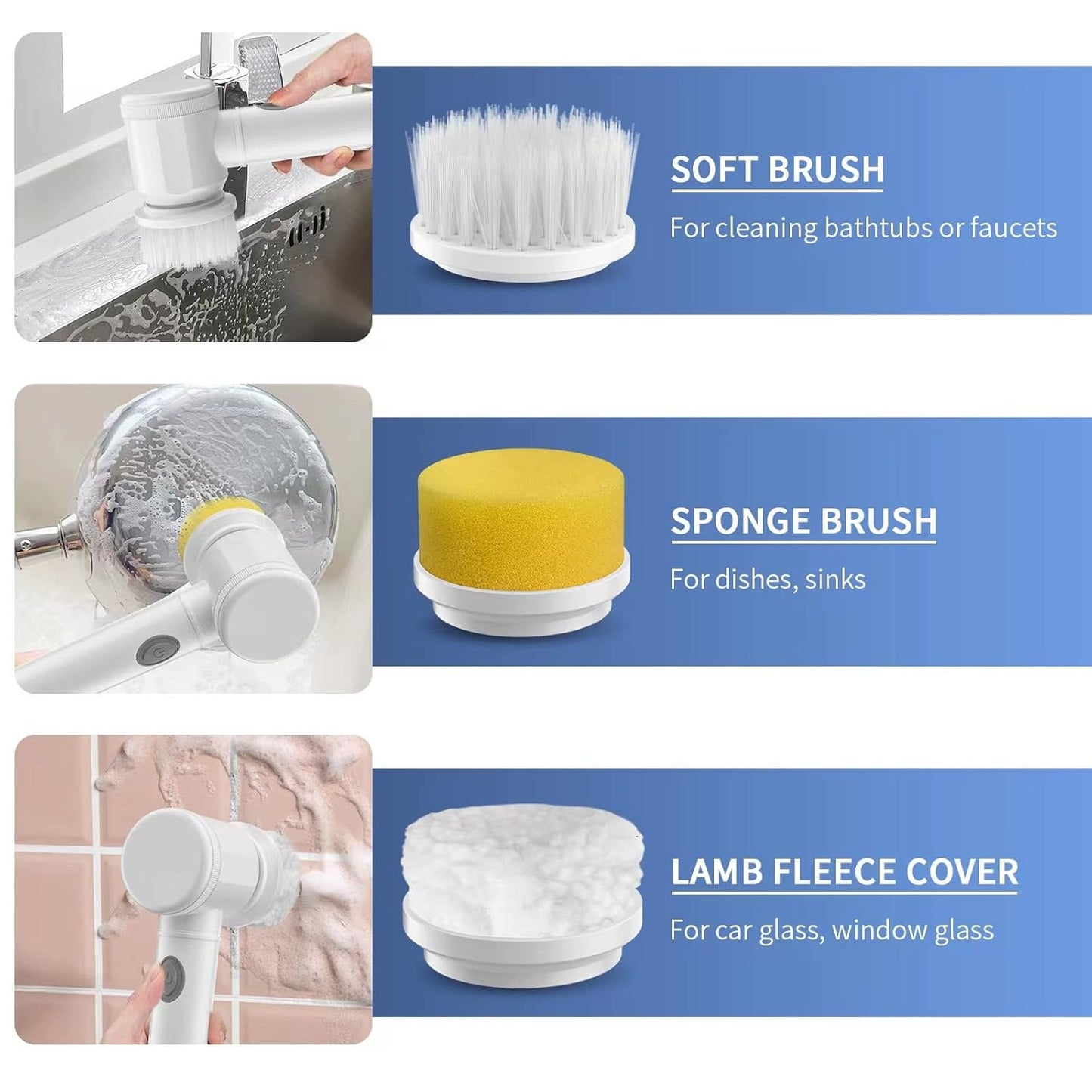 Electric Spin Scrubber, Waterproof Electric Cleaning Brush with 4 Brush Heads, Power Scrubber Electric Scrubber Shower Scrubber for Cleaning Kitchen, Window, Sink, Dish, Grout, Wall, Bathtub
