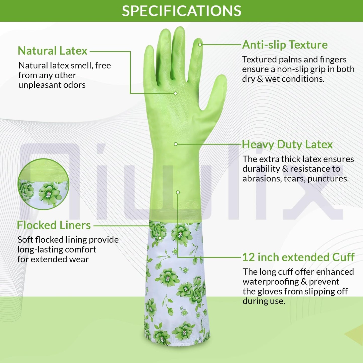 Niwlix Hand Gloves For Kitchen Dishwashing, Gardening, Cleaning Non-Slippery & Durable Long Elbow Length (Pink)