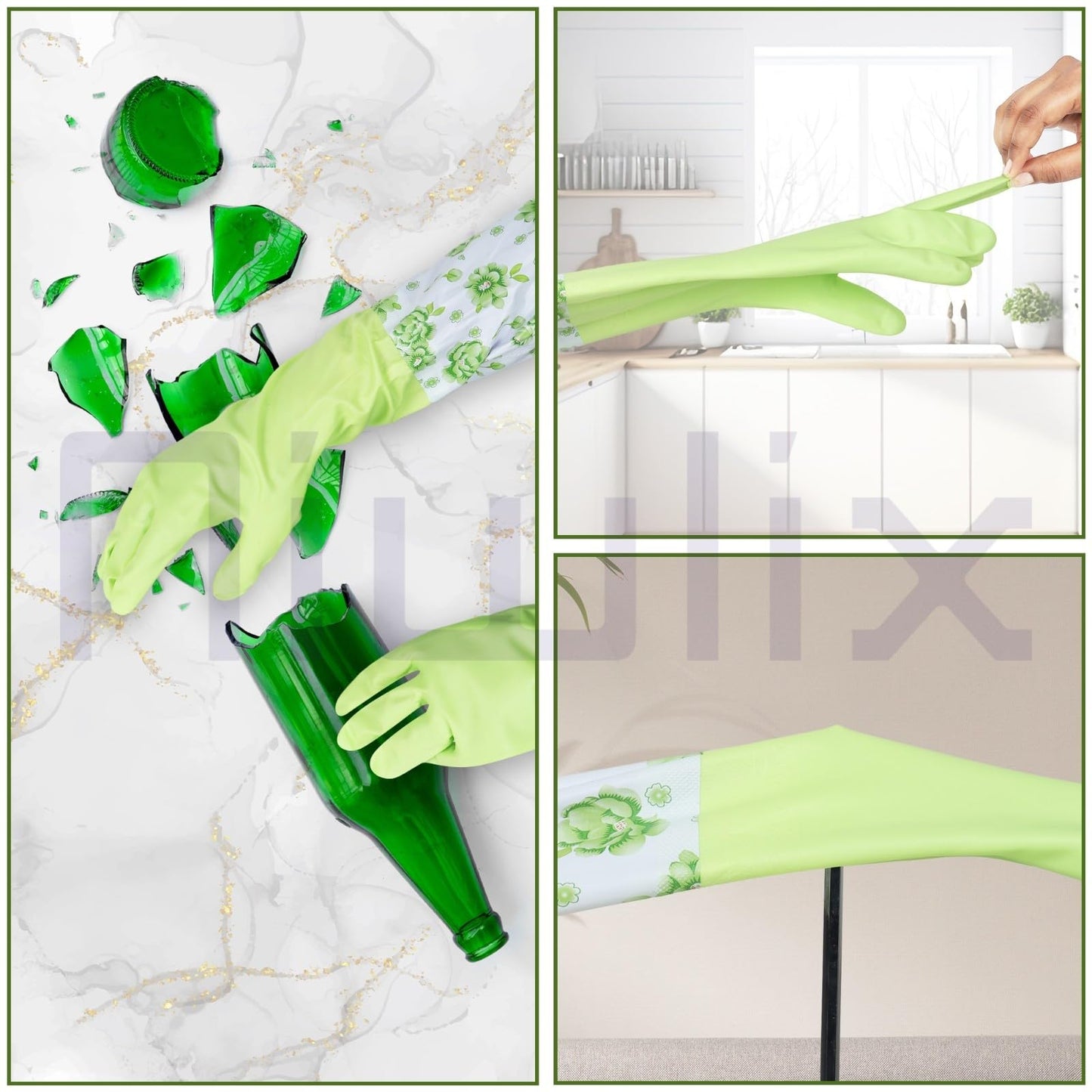 Niwlix Hand Gloves For Kitchen Dishwashing, Gardening, Cleaning Non-Slippery & Durable Long Elbow Length (Pink)