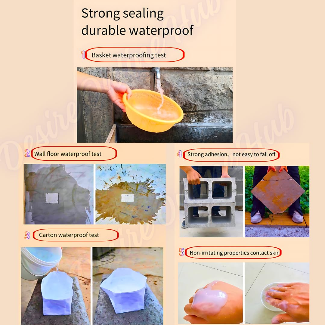 5 years Shelf Life | Acrylic Transparent Waterproof Glue for Roof Crack & Leakage Repair | Crack seal Glue 300g with Brush | Waterproofing Solution for leakage in rain | Non-toxic Environment friendly Pack of 2