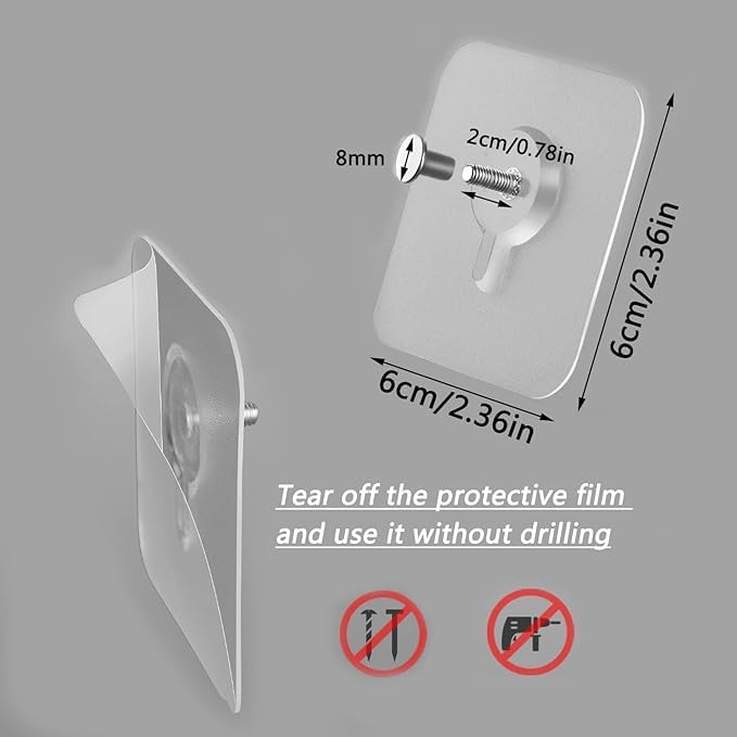 Heavy-Duty Self-Adhesive Wall Hooks (5-Pack, 10KG, No Drilling, Waterproof)