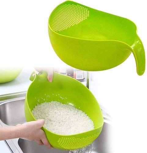 Trendy Nest Kitchen Rice Bowl Plastic Fruit Bowl Thick Drain Basket with Handle Washing Basket for Home Kitchen Supplies