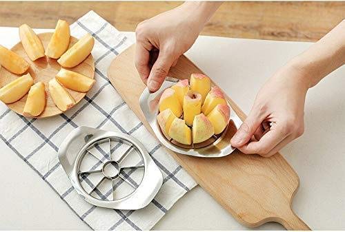 Cubiq Stainless Steel Apple Slicer 8-Blade, Stainless Steel Apple Cutter, Ultra-Sharp Apple Cutter, Peeler, Wedger, Divider