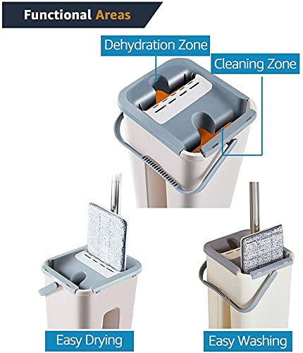 Orchid M Foldable Flat Mop with Buckets Set with 4 Reusable Microfiber Pads