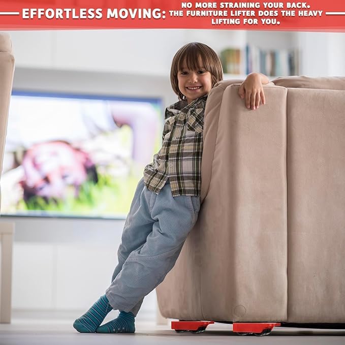 GOSHTI ENTERPRISE Furniture Lifter Mover Tool Set Heavy Duty Furniture Lifter Mover Tool Set, Furniture Moving Roller Wheel Set Wardrobes Adjustable Height