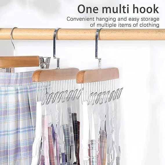 Adjustable Wooden Clothes Hanger with 8 Hooks (Pack of 1)