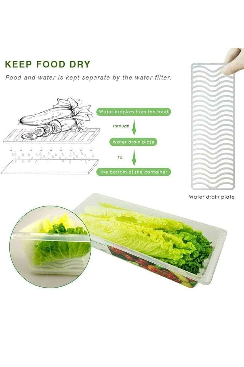 Food Storage Containers with Drain Plate – Stackable Fridge Box (Pack of 6)