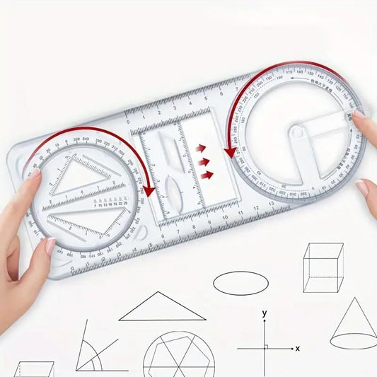 360 Degree Multi Angle Ruler Multifunctional Geometric Ruler, Drawing Stencil, Scale Measuring Tool, Mathematics Ruler, for School, Office, Architectural Supplies, Creative Maths Learning Aids