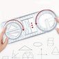 360 Degree Multi Angle Ruler Multifunctional Geometric Ruler, Drawing Stencil, Scale Measuring Tool, Mathematics Ruler, for School, Office, Architectural Supplies, Creative Maths Learning Aids