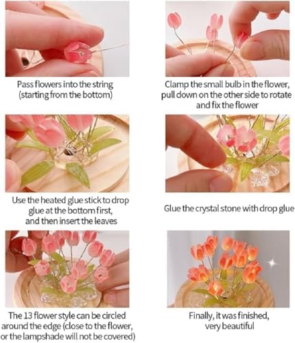 ROMJ Do It Yourself Aesthetic Tulip Cube Lamp – 20 LED Flowers for Desktop, Bedroom & Living Room Décor Best Birthday Gift