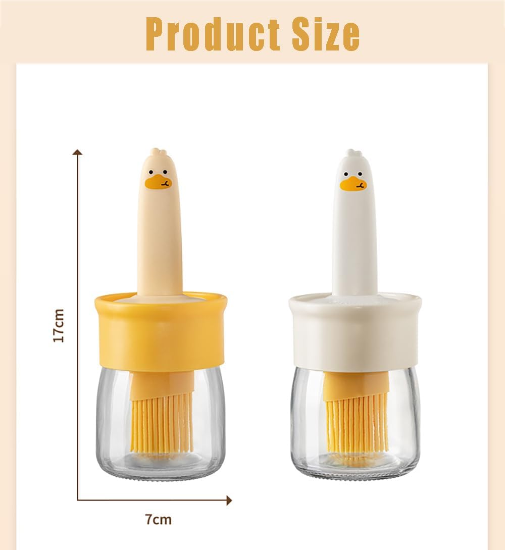 VARENYYA Olive Oil Dispenser Bottle with Silicone Brush Cute Duck Silicone Oil Dispenser Bottle for Cooking, Frying, Baking, BBQ Pancake