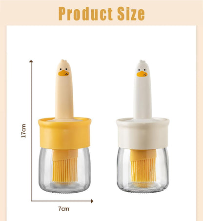 VARENYYA Olive Oil Dispenser Bottle with Silicone Brush Cute Duck Silicone Oil Dispenser Bottle for Cooking, Frying, Baking, BBQ Pancake