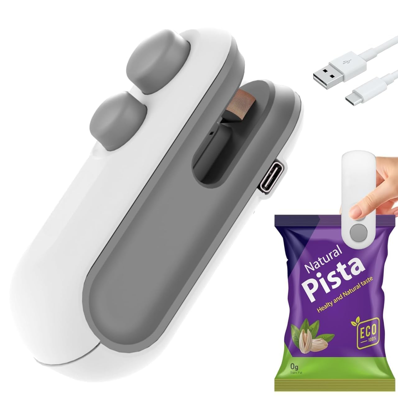 Plastic Bags sealing machine mini Sealing Packet Sealer for Chips or vegetables (WHITE)