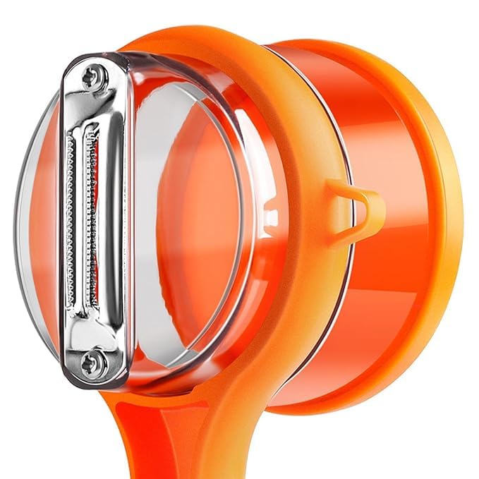 Multifunctional Vegetable Peeler with Container – Double-Sided Stainless Steel Peeler for Fruits & Vegetables | Kitchen Gadget for Potatoes, Carrots & More