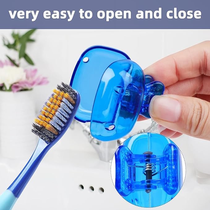 Toothbrush Head Cover 4 Pcs Set Portable Toothbrush Head Protector Protective Portable Plastic Clip's Toothbrush Cover for Household Travel Camping Bathroom Office Oral Care (Multicolour)