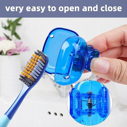Toothbrush Head Cover 4 Pcs Set Portable Toothbrush Head Protector Protective Portable Plastic Clip's Toothbrush Cover for Household Travel Camping Bathroom Office Oral Care (Multicolour)