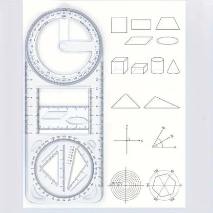 360 Degree Multi Angle Ruler Multifunctional Geometric Ruler, Drawing Stencil, Scale Measuring Tool, Mathematics Ruler, for School, Office, Architectural Supplies, Creative Maths Learning Aids