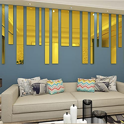 10pcs/Mirror Lines Acrylic 3D Wall Sticker Living Room Home Decoration Self-Adhesive Ceiling Waist Line Dining Room Wall Decoration
