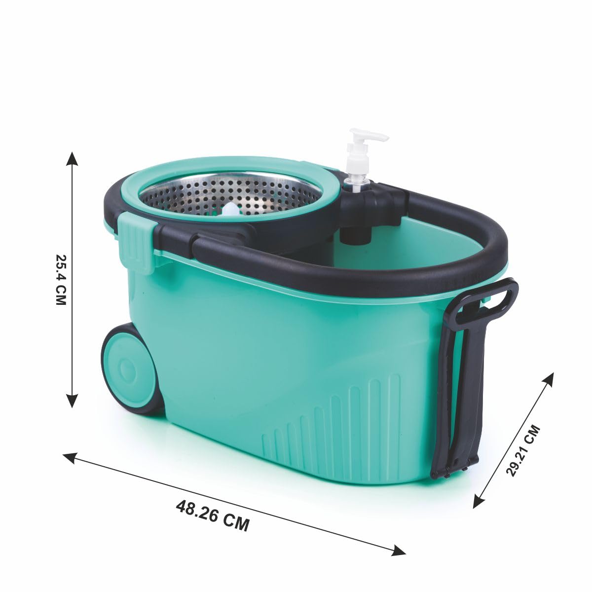 Homeor Stainless Steel Comfort Spin Mop with Big Wheel, Auto-fold Handle, Bucket Floor Cleaning and Mopping System 360° Flexible with 1 Refils, Blue