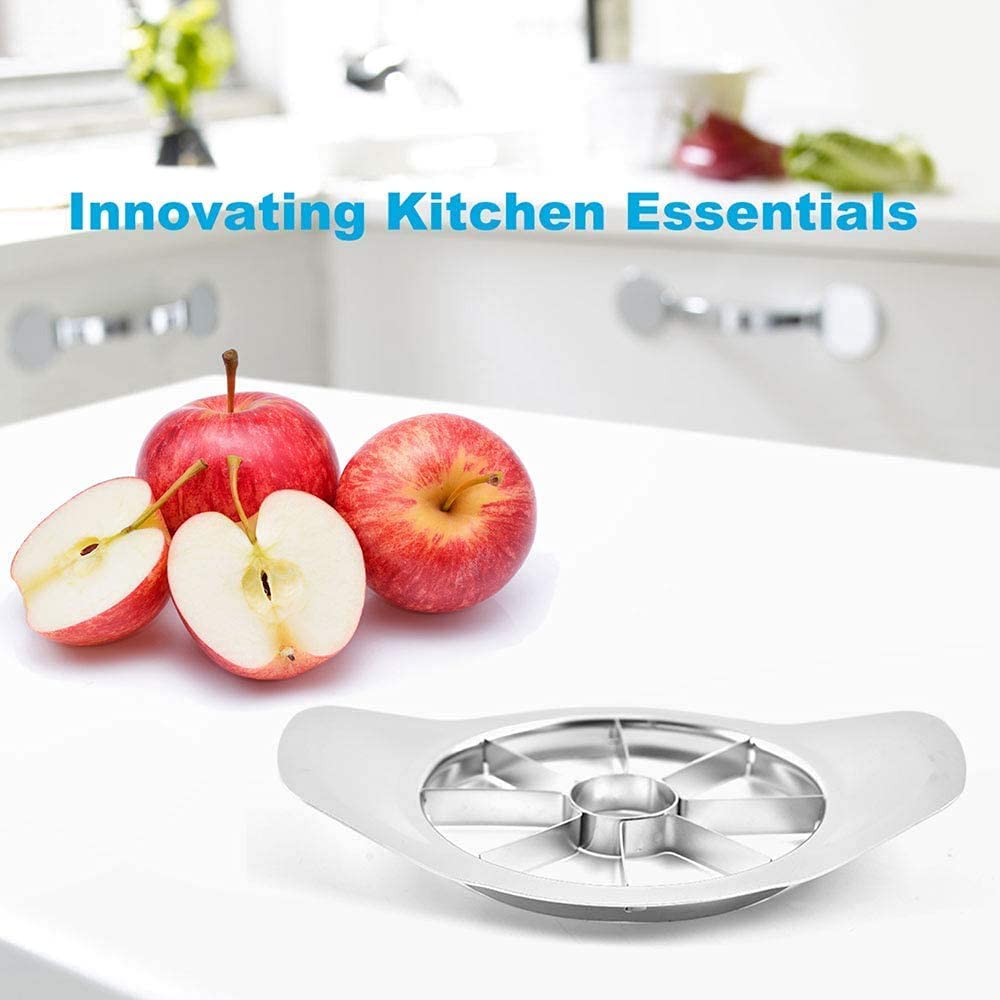 Cubiq Stainless Steel Apple Slicer 8-Blade, Stainless Steel Apple Cutter, Ultra-Sharp Apple Cutter, Peeler, Wedger, Divider