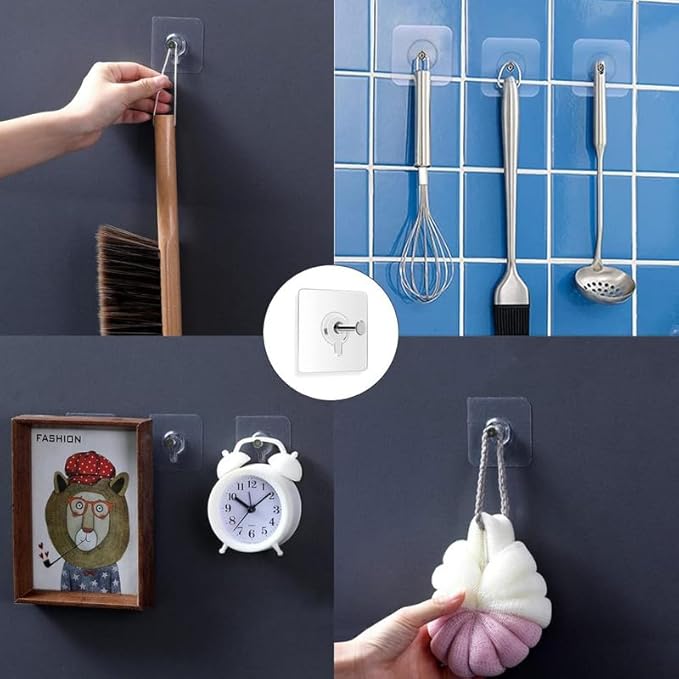 Heavy-Duty Self-Adhesive Wall Hooks (5-Pack, 10KG, No Drilling, Waterproof)
