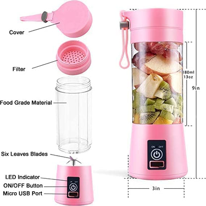 Portable Juice Blender, Juice Maker, Fruit Juicer Machine Electric, USB Rechargeable Personal Size Mini Juicer Grinder, Shakes and Smoothies (Regular)