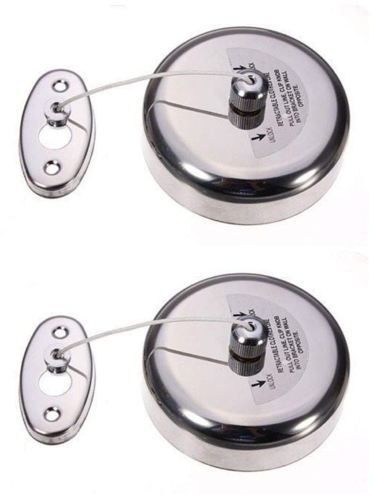Stainless Steel Retractable and Lockable Cloths line-Set of 2