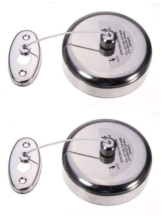 Stainless Steel Retractable and Lockable Cloths line-Set of 2