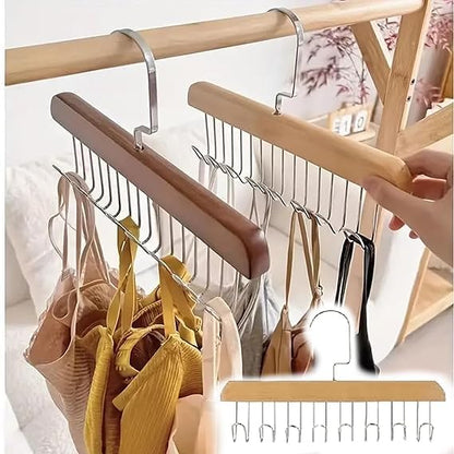 Adjustable Wooden Clothes Hanger with 8 Hooks (Pack of 1)