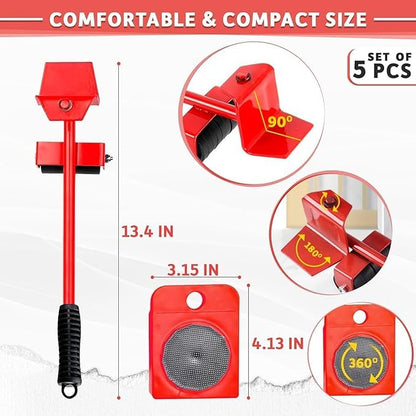 GOSHTI ENTERPRISE Furniture Lifter Mover Tool Set Heavy Duty Furniture Lifter Mover Tool Set, Furniture Moving Roller Wheel Set Wardrobes Adjustable Height