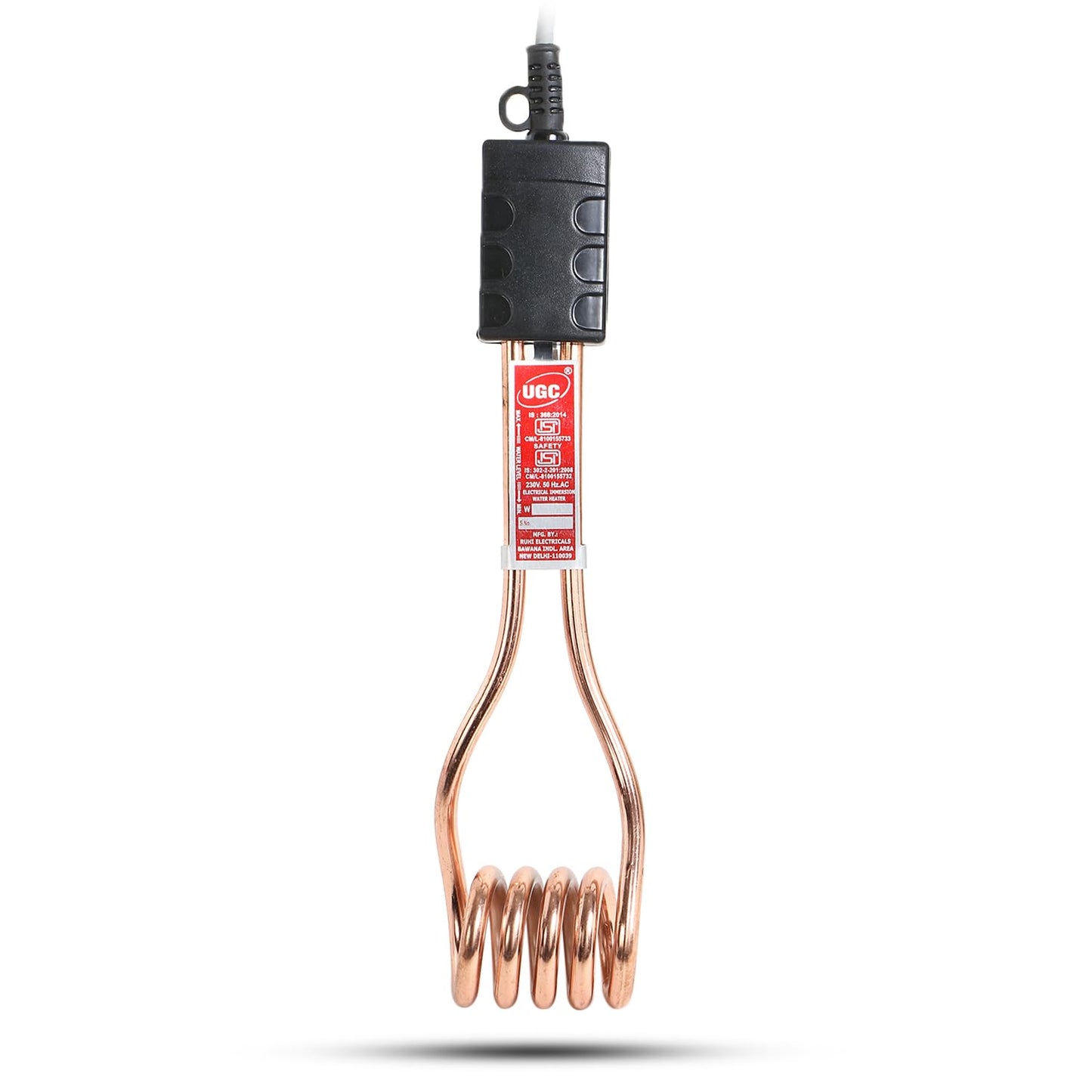 UGC Immersion Water Heater rod - 1500 Watt Shock Proof Electric 100% copper Easy to use 1 year Brand warranty