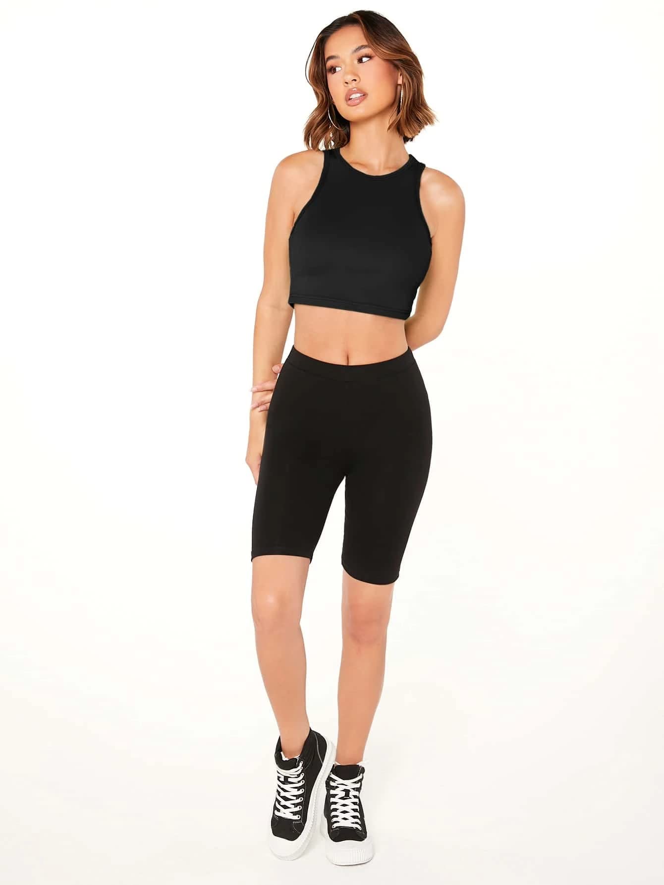 Istyle Can Women's & Girls' Solid Crew Neck Ribbed/Knitted Sleeveless Stretchable Slim Fit Crop Tank Top