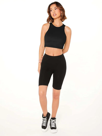 Istyle Can Women's & Girls' Solid Crew Neck Ribbed/Knitted Sleeveless Stretchable Slim Fit Crop Tank Top