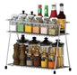 CreativeBuzz Multipurpose 2-Tier Stainless Steel Spice Rack Trolley Utensils/Dishes/Plates Organizer for Kitchen - (Silver, 1Pcs)
