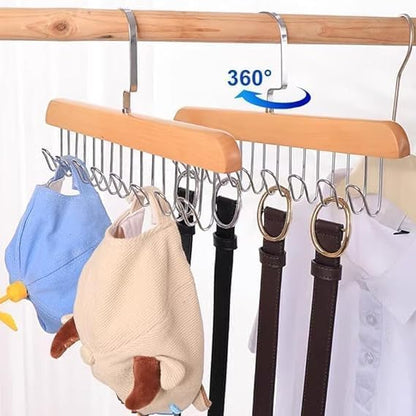 Adjustable Wooden Clothes Hanger with 8 Hooks (Pack of 1)