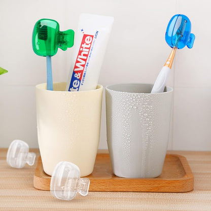 Toothbrush Head Cover 4 Pcs Set Portable Toothbrush Head Protector Protective Portable Plastic Clip's Toothbrush Cover for Household Travel Camping Bathroom Office Oral Care (Multicolour)