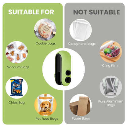 Plastic Bags sealing machine mini Sealing Packet Sealer for Chips or vegetables (WHITE)