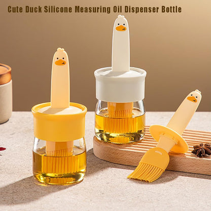 VARENYYA Olive Oil Dispenser Bottle with Silicone Brush Cute Duck Silicone Oil Dispenser Bottle for Cooking, Frying, Baking, BBQ Pancake