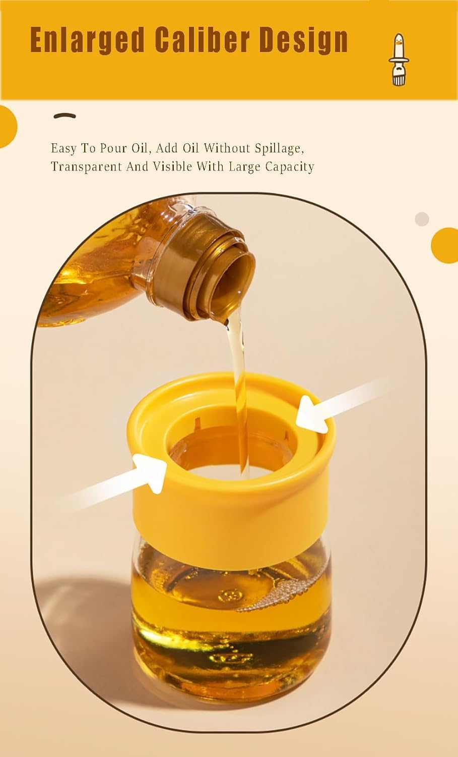 VARENYYA Olive Oil Dispenser Bottle with Silicone Brush Cute Duck Silicone Oil Dispenser Bottle for Cooking, Frying, Baking, BBQ Pancake